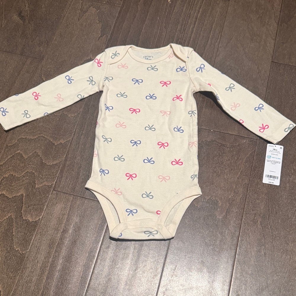 Carter's Cream Bodysuit with Colorful Bow Print- Size 18months